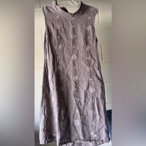 Lina Tomei Italian Linen Sleeveless Embroidered Dress Size S